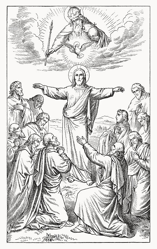 《大使命》(马太福音28:16 -20)，木版，1898年出版